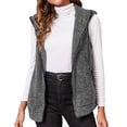 thumbnail image 4 of Lu's Chic Women's Soft Hoodie Fuzzy Vest Full Zipper Zip Up Coat Comfy Fleece Hood Loose Cotton Blend Grey 10-12, 4 of 5