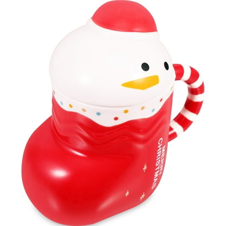 

BESTONZON Christmas Coffee Mug Boot Shaped Water Cup Decorative Water Mug with Lid Xmas Gift