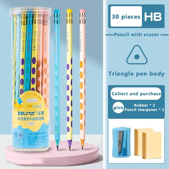 Oficina y papelería Lápiz Dong Dong/Dong Dong con cabeza de cuero/Color macarrón Lápiz para escribir tareas escolares de primaria para niños Un barril de lápiz
