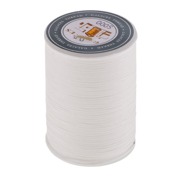Hilo de coser de poliéster encerado Sunnimix 98 Yardas Costura De Cuero Hilo Encerado 0.8mm Cordón Plano Costura De Cuero Blanco