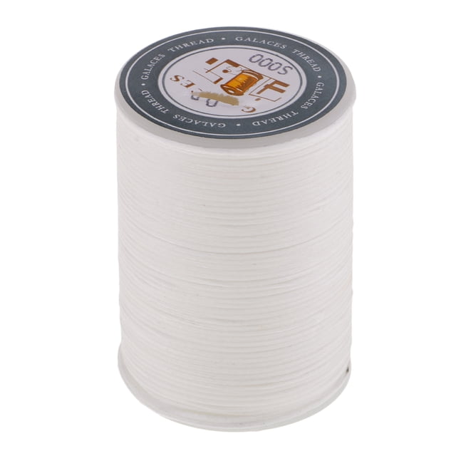 Hilo de coser de poliéster encerado Sunnimix 98 Yardas Costura De Cuero Hilo Encerado 0.8mm Cordón Plano Costura De Cuero Blanco