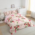 thumbnail image 3 of Manfei Cute Bow Tie Bedding Comforter Set,Sweet Fruit Strawberry Twin Comforter Sets,Pink Red Bedding Set For Girl Teens,Ultra Soft Home Decor Reversible,2-Piece, 3 of 8
