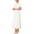 thumbnail image 4 of INSPIRE CHIC Women's Cocktail Dress Floral Embroidered Crewneck Fishtail Midi Formal Evening Dresses 2XL White, 4 of 5