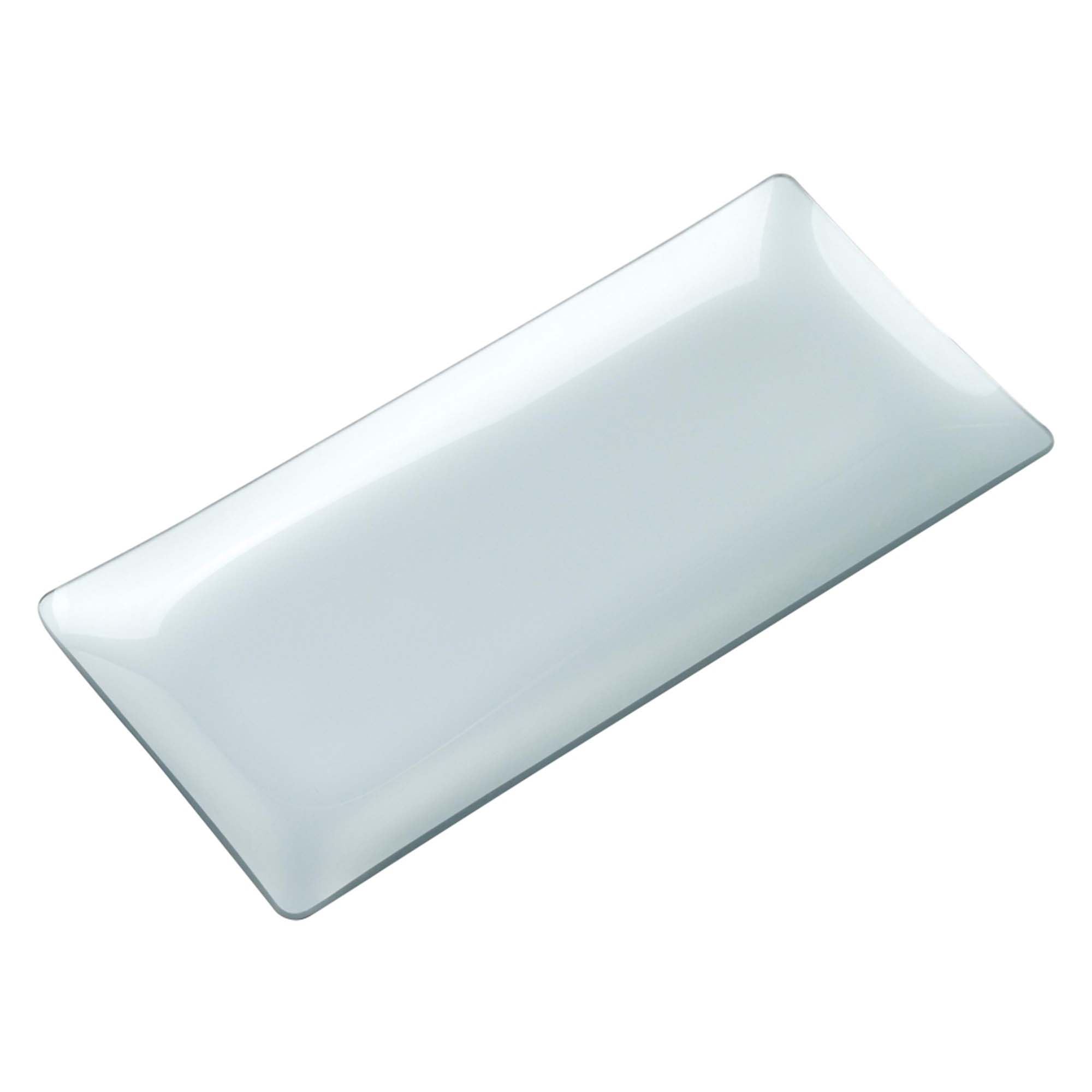 13.5" Silver Rectangular Glass Serving Tray