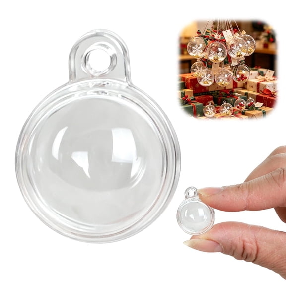 Hollow Clear Plastic Ball Ornaments, Fillable Transparent Hanging Balls for Christmas Wedding Home Decor, 0.79in, 10Pcs