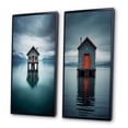 thumbnail image 3 of Designart "Teal Lake Tranquility Wooden Lakehouse" Lakehouse Framed Wall Art Set Of 2 - Lake House Blue Framed Canvas Set For Living Room Decor, 3 of 6