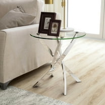 Furniture of America Gisela Glass Top End Table, Chrome