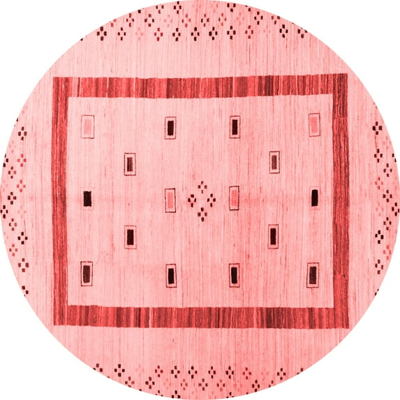 Ahgly Company Indoor Round Solid Red Modern Area Rugs, 6' Round