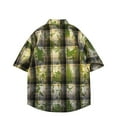 thumbnail image 3 of Awdenio Mens T-Shirts Plaid Short Sleeve Shirt Casual Button Double Lapel Pockets, 3 of 3