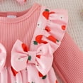 thumbnail image 6 of WOYY Girls Cute Strawberry Print Ruffle Long Sleeve Romper Jumpsuit with Headband, Sizes 9-12M, 6 of 7