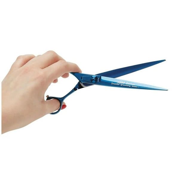 Grooming Shears Left Hand Blue Titanium Sharp High Performance Remarkable Value (7 Inch Straight Shear)