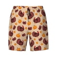 thumbnail image 4 of Lsque Mens Swim Trunks Thanksgiving Turkey and Pumpkin Pattern - Bathing Suit Compression Liner - Beach Swim Shorts Swimwear - (S-3XL) - Stretch Quick Dry -, 4 of 9