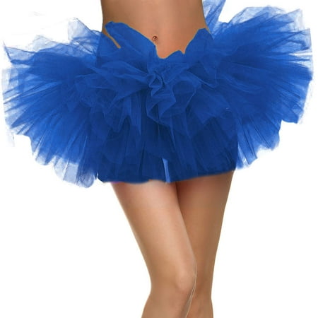 Adult Dance Vintage 5 layer Ballet Tutu Skirt Great for Running and Races, Royal Blue