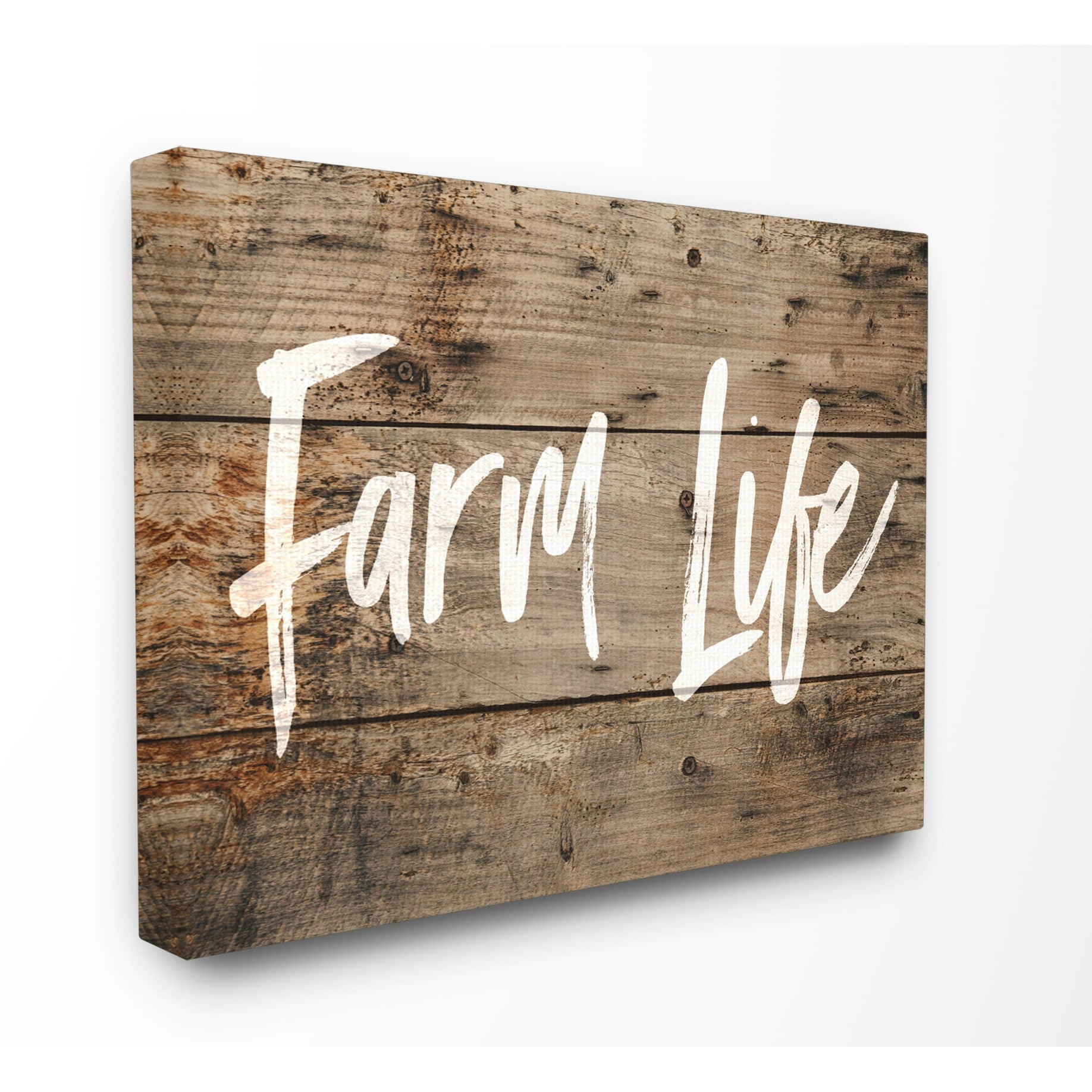 Stupell Farm Life Distressed Wood Look Stretched Canvas Wall Art 30 x 40