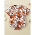 thumbnail image 2 of Bagilaanoe Newborn Baby Girl Rompers Flower Print Short Sleeve Bodysuits 3M 6M 12M 18M 24M Infant Summer Casual One Piece Short Jumpsuit, 2 of 9