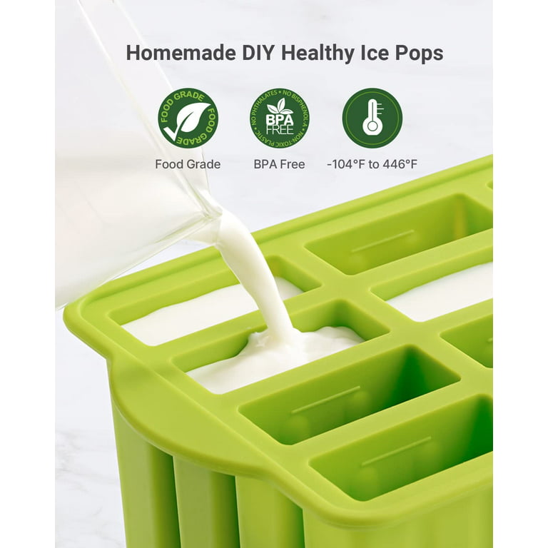 Number-one Popsicle Molds, 12-cavities Reusable Silicone Popsicle Molds for  Kids, Homemade Easy Release Ice Pop Maker with Popsicle Sticks, Bags, tie  wires, Funnel and Cleaning Brush 