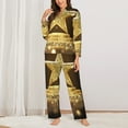 thumbnail image 2 of Hirioo Golden Glitter And Light for Women's Pajama Sets 2 Piece Pjs Women's Long-Sleeved Pajama Set Button Down Sleepwear,S-XXL-Medium, 2 of 7