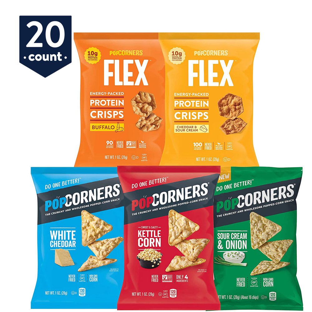 PopCorners Popped Corn Snacks and Flex Protein Crisps Sampler Pack, 1