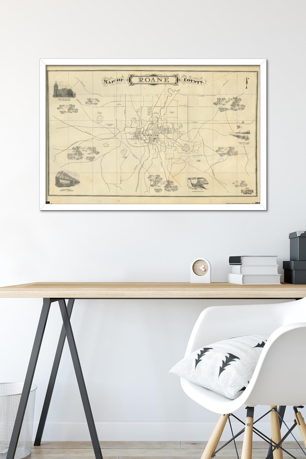 Netflix Stranger Things: Season 4 - Map Wall Poster, 22.375" x 34" Framed