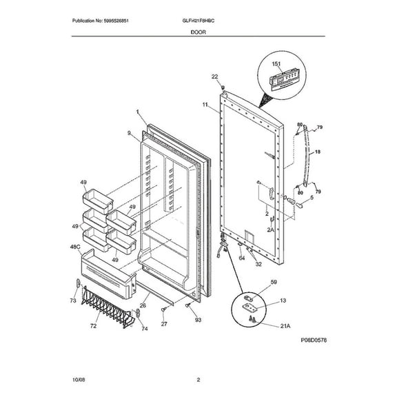 Frigidaire / Electrolux 297350100 Bin Door - OEM Part