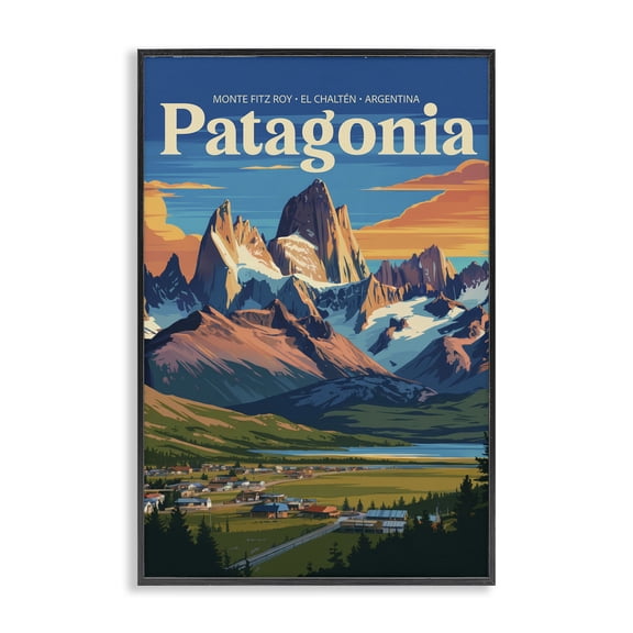 Stupell Industries Patagonia Valley Landscape Black Framed Giclee Art, design by Andreas Magnusson