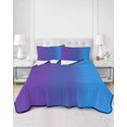 thumbnail image 2 of Quilts Twin-XL Size Bedding Set, Purple Blue Ombre Lightweight Quilted Comforter, Modern Color Gradient Striped Soft Reversible Bedspread Coverlet with Pillow Covers for All Season, 68" x 98", 2 of 7