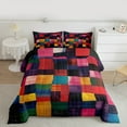 thumbnail image 2 of Manfei Vintage Square Geometric Bedding Comforter Set, Colorful Abstract Twin Comforter Sets, Teen Child Adult Reversible Bedding Set, Ultra Soft Home Decor, 2pcs, 2 of 8