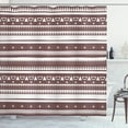 thumbnail image 1 of Ethnic Shower Curtain, Tribal Composition with Chevron Zigzags Triangles and Stripes Hand Drawn, Fabric Bathroom Set with Hooks, 69W X 75L Inches Long, Mauve Taupe and White, by Ambesonne, 1 of 3