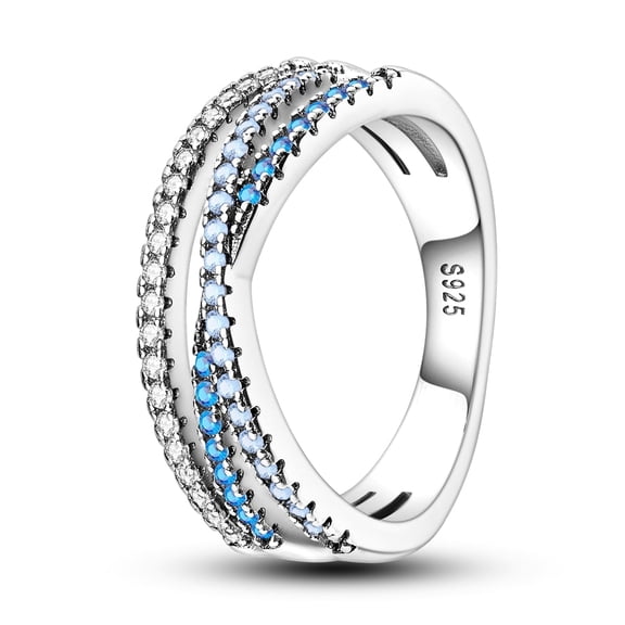 MULA 925 Sterling Silver Rings Band Stacking with Cubic Zirconia Size 6-9 Gifts for Women Lover