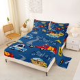 thumbnail image 2 of Manfei Fire Truck Bed Sheets,Cute Cartoon Rescue Theme Full Size Sheets,Blue,4pcs,1 Flat Sheet, 1 Fitted Sheet and 2 Pillowcases, 2 of 6