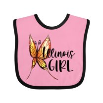 Inktastic Illinois Girl- Butterfly Girls Baby Bib