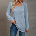 thumbnail image 5 of Idoravan Womens Plus Size Tops,Ladies, Fashion Women Round-Neck Long Sleeve Casual T-shirt Top Solid Blouse Light Blue L, 5 of 5