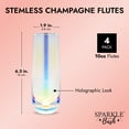 thumbnail image 5 of 4 Pack Iridescent Champagne Flutes, Stemless Wine Glasses for Cocktails, Mimosas, Bars (10 oz), 5 of 9
