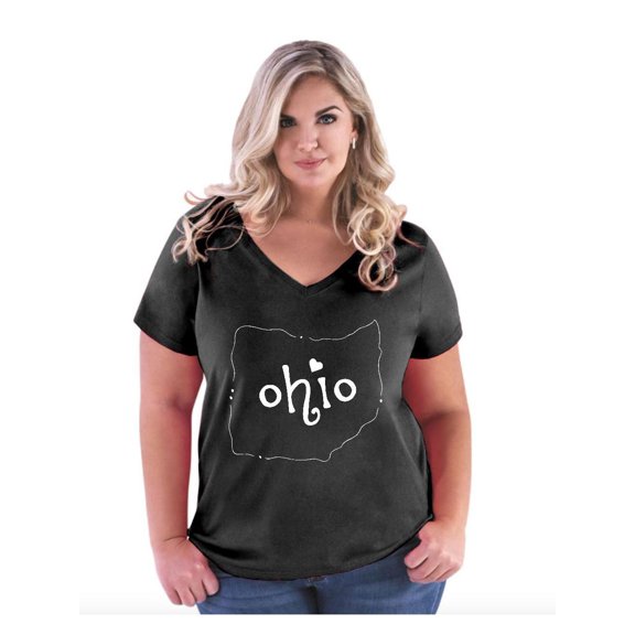 NIB - Women's Plus Size V-neck T-Shirt - Ohio Map