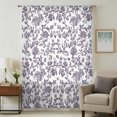 thumbnail image 3 of Purple Flower Sheer Curtains 54 Inch Length, Light Filtering Voile Curtain Panel, Vintage Farmhouse Boho Leaf Spring Plant Rod Pocket Drapes Window Treatments for Living Room Bedroom 52"x54", 3 of 9