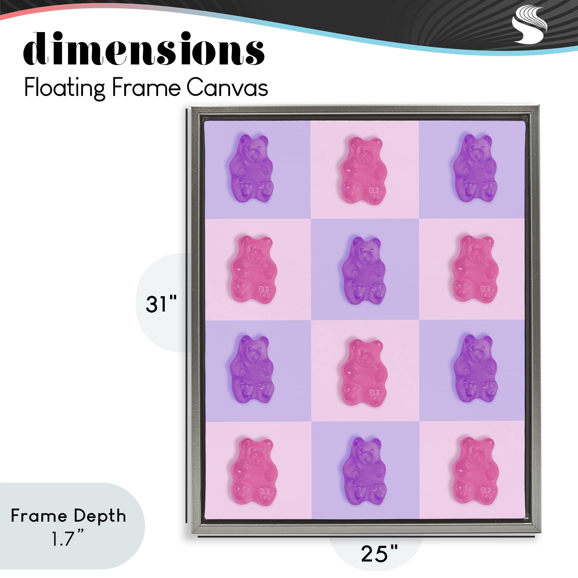 Stupell Industries Pink & Lilac Candy Bears Gray Framed Floater Canvas Wall Art, design by LISH Creative