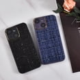 thumbnail image 5 of for iPhone 15 Plus Case with Full Camera Len Protector Woven Flannelette Individuality Cute Pretty Phone Case Soft Protective Cellphone Case-Black, 5 of 14