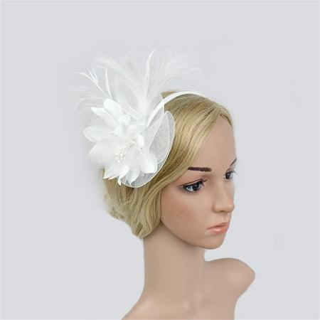 

MIARHB Feather Fascinators Womens Flower Hat For Cocktail Ball Wedding Headband