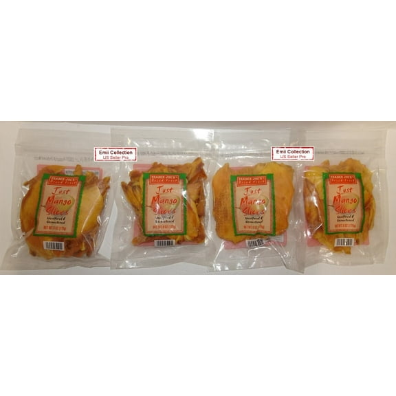 Trader Joe's Dried Fruit Just Mango Slices Unsulfured & Unsweetened 6oz 170g (4 Bags)