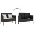 thumbnail image 5 of vidaXL Garden Bench with Cushions Black Poly Rattan, 5 of 5