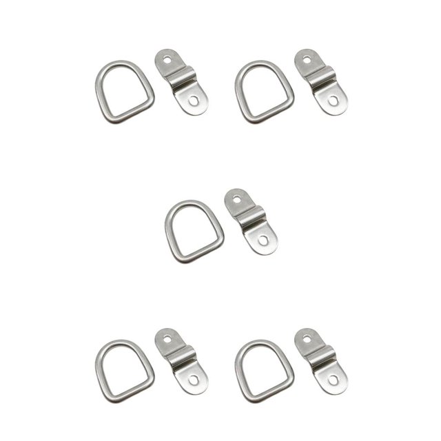 QualitChoice D Ring Tie Downs Heavy Duty Corrosion Resistance Lashing Rings Easy Installation Cargo Hook Trucks Vehicles Garages Silver 5Set