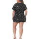 thumbnail image 3 of Conjunto de pijama de mujer de talla grande Agnes Orinda, con cuello redondo y mangas cortas, 1X, negro, 3 of 6