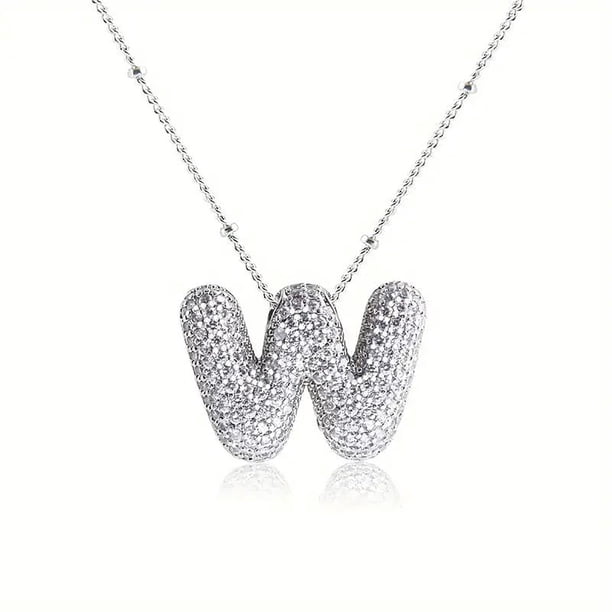 Collar Colgante de Oro Collar de Carta Incrustado con Collar de Cobre Hueco, Collar Colgante de Diamante de Carta Collar de Carta de Oro