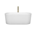 thumbnail image 2 of Ursula 59 Inch Freestanding Bathtub in White with Shiny White Trim and Floor Mounted Faucet in Brushed Gold, 2 of 3