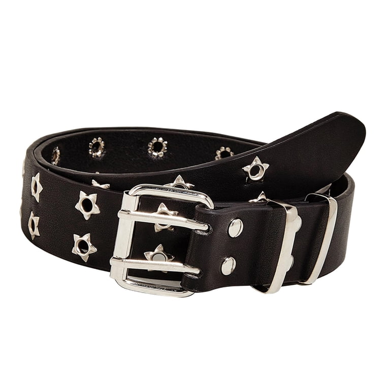 Double Grommet Belt PU Leather Punk Belt for Women Men Jeans  display picture 3