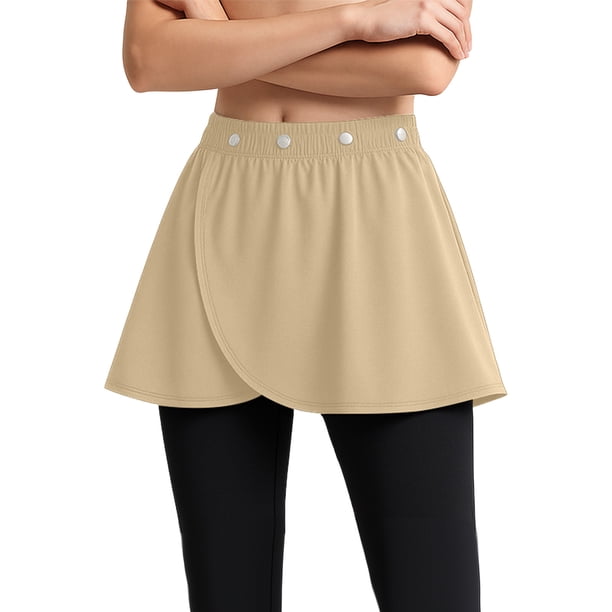 Tops para Usar con Faldas Correa Ajustable Media Falda Capa Cortina de Pedo Falso Doblado Casual Mujeres Moda Inferior