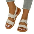 thumbnail image 6 of White Women'S Casual Summer Beach Sandals With Wedge Heel And Thick Base One-Line Floral Pattern For Casual Wear Pu, 6 of 9