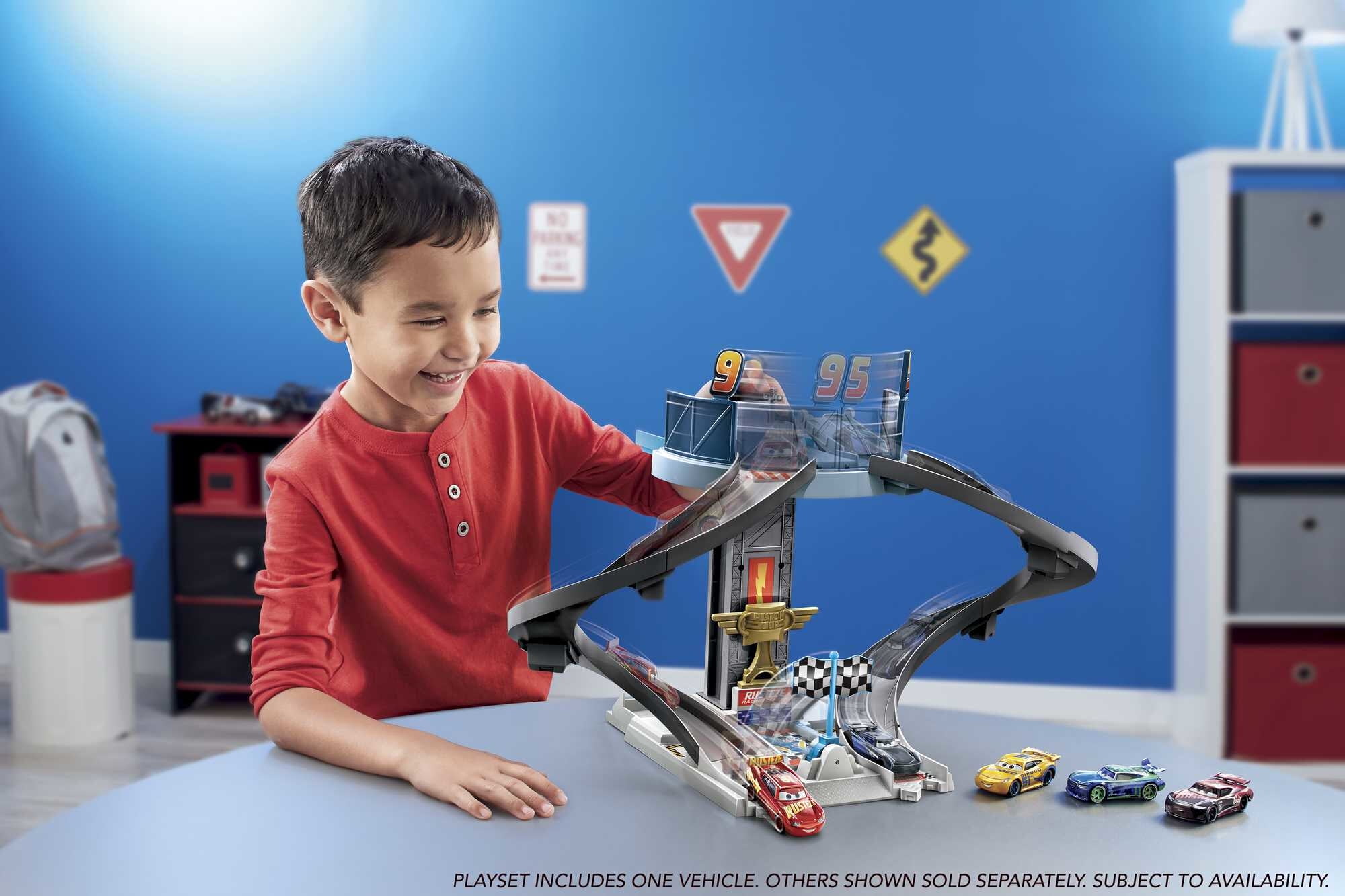 Disney Pixar Cars Rust-Eze Racing Tower Race Car Track Set For Movie Story Play