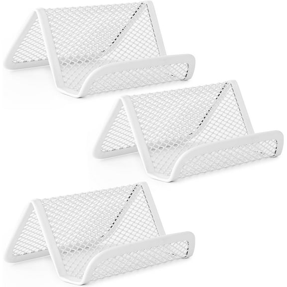 Mr. Pen- Metal Mesh Business Card Holders, 3 Pack, White, Business Card Holder for Desk, Metal Business Card Holder Display, Business Card Stand, Desk Business Card Holder Desk Card Holder