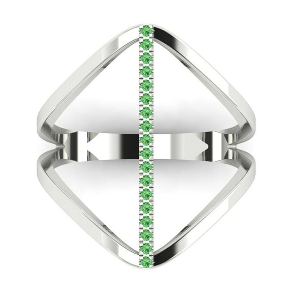 Statement Engagement Ring for Women - 0.09ct Simulated Green Diamond in 18K White Gold Promise Ring
